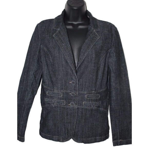 Boom Boom Jeans Jackets & Blazers - Boom Boom Dark Denim Jean Jacket Tapered Fit Womens Small